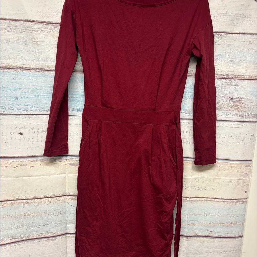 Elegant Burgundy Long Sleeve Dress